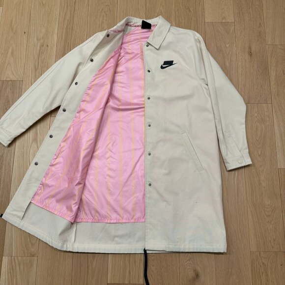 *SOLD* NIKE Women's NSW Canvas Pink Lined Trench Jacket XS - Picture 1 of 8